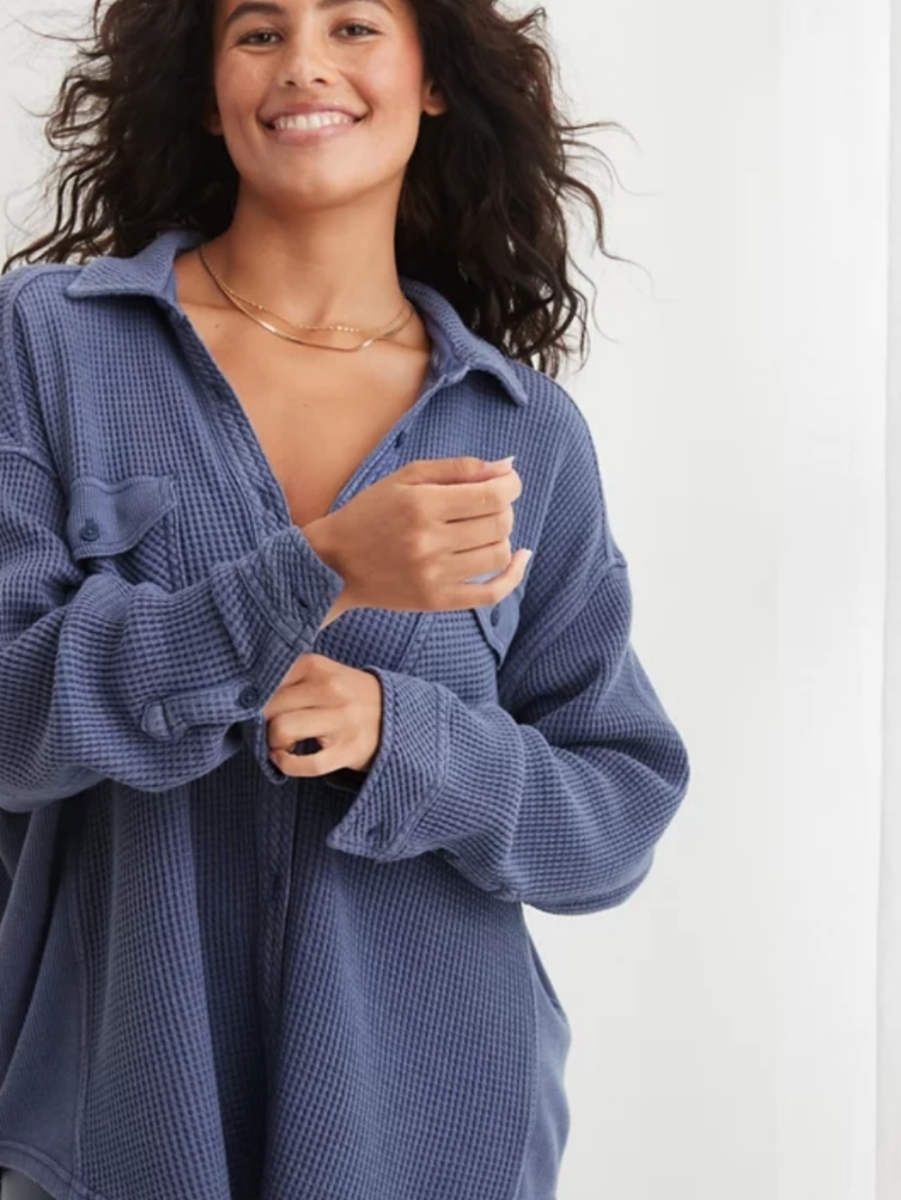 Aerie LumberJane Waffle Button Down Shirt XXS